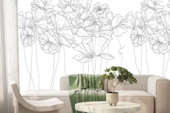 Fototapeta: Szkicowane dzikie kwiaty na białym tle