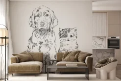 Fototapeta: Szkicowany rysunek psa i kota