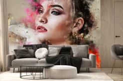 Fototapeta: Sztuka kolorowy naszkicowane piękny streszczenie twarz dziewczyna