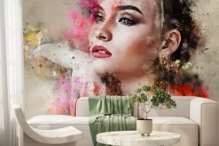 Fototapeta: Sztuka kolorowy naszkicowane piękny streszczenie twarz dziewczyna