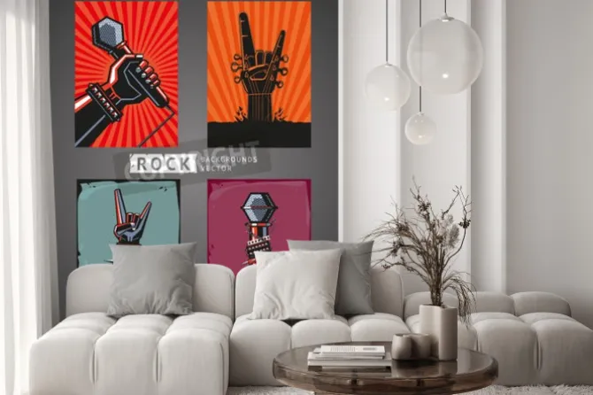 Fototapeta: Tła skalne. cztery szablony dla rockowych plakatów.