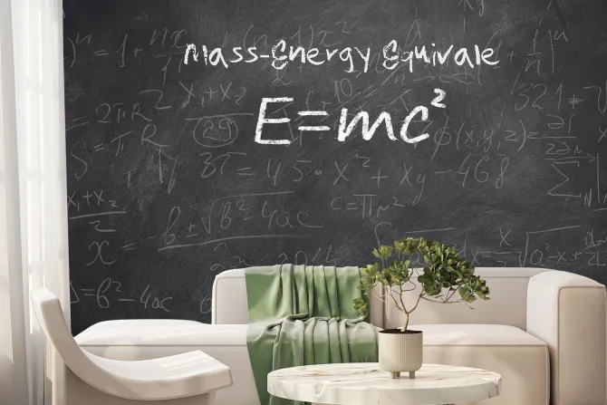 Fototapeta: Tablica szkolna ze wzorami fizyki i matematyki