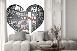 Fototapeta: Tablica wektor serca z białym odręcznego tekstu typografii z