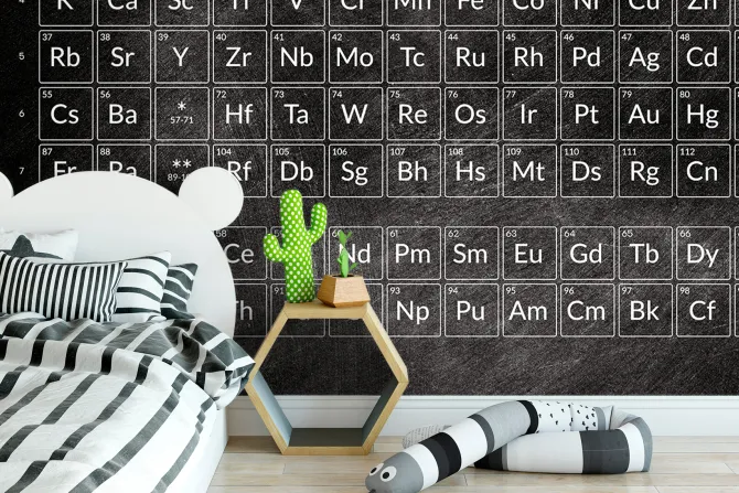 Fototapeta: Tablica z pierwiastkami na czarnym tle