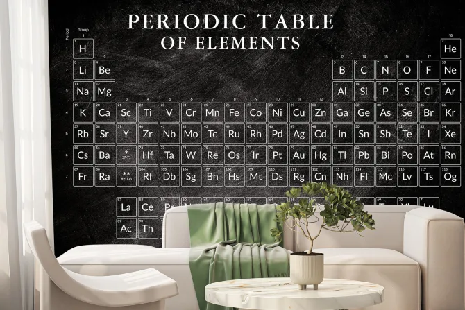 Fototapeta: Tablica z pierwiastkami na czarnym tle
