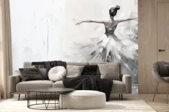 Fototapeta: Tańcząca baletnica w szarościach