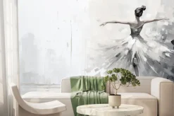 Fototapeta: Tańcząca baletnica w szarościach