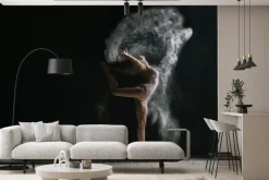 Fototapeta: Tańcząca baletnica na czarnym tle