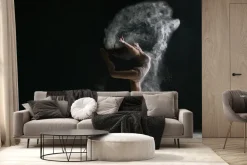 Fototapeta: Tańcząca baletnica na czarnym tle