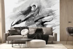 Fototapeta: Tańcząca para w rozmytym malarstwie