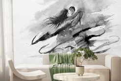 Fototapeta: Tańcząca para w rozmytym malarstwie