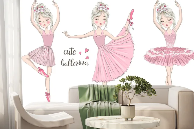 Fototapeta: Tańczące baletnice dziecięcy wzór
