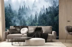Fototapeta: Tajemniczy krajobraz lasu we mgle