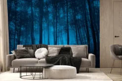 Fototapeta: Tajemniczy las w odcieniach niebieskiego
