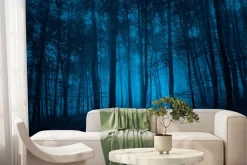 Fototapeta: Tajemniczy las w odcieniach niebieskiego