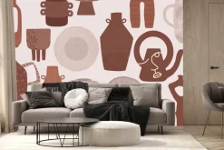 Fototapeta: Talerze z kubkami i dzbankami