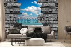 Fototapeta: Tapeta krajobrazowa sufit 3d ściany z kamienia