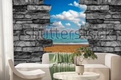 Fototapeta: Tapeta krajobrazowa sufit 3d ściany z kamienia