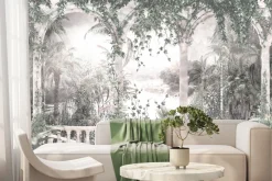 Fototapeta: Taras z łukami wśród tropikalnej roślinności