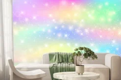 Fototapeta: Tęczowe tło z gwiazdami i bąbelkami