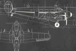 Fototapeta: Techniczny rysunek samolotu na szarym tle