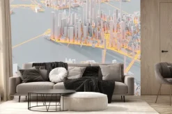 Fototapeta: Techno mega city; urban and futuristic technology concepts, original