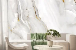 Fototapeta: Tekstura białego marmuru ze złotawymi detalami