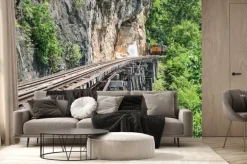 Fototapeta: Thai pociąg na rzece kwai bridge kanchanaburi, tajlandia