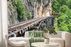 Fototapeta: Thai pociąg na rzece kwai bridge kanchanaburi, tajlandia