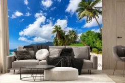 Fototapeta: The beach on paradise island. tropical beach with coconut palms,