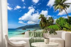 Fototapeta: The beach on paradise island. tropical beach with coconut palms,