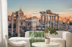 Fototapeta: The roman forum in rome at sunset