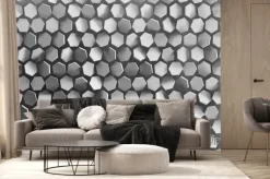 Fototapeta: Tło z losowo rozmieszczonymi sześciokątnymi kształtami w kolorze