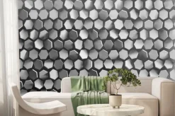 Fototapeta: Tło z losowo rozmieszczonymi sześciokątnymi kształtami w kolorze