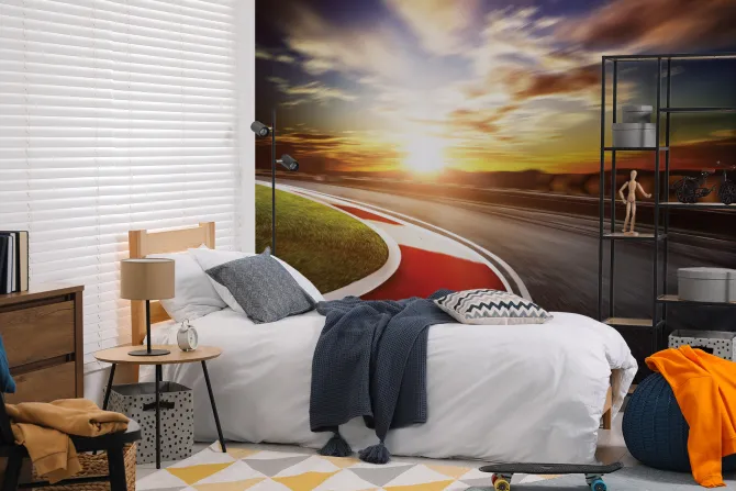 Fototapeta: Tor wyścigowy przy zachodzie słońca