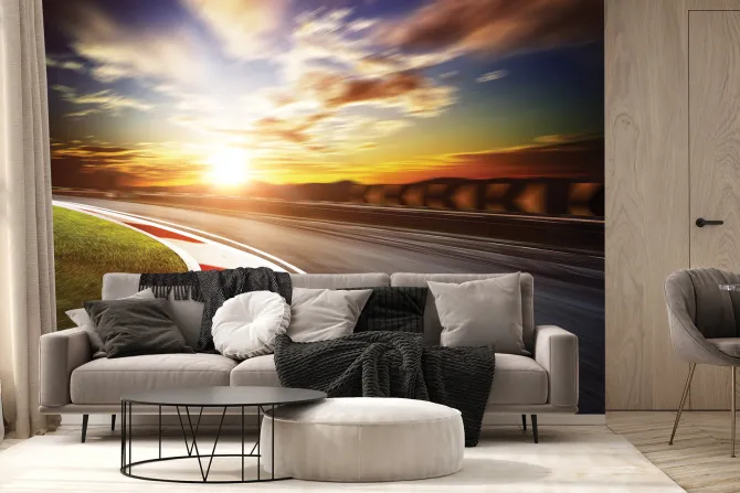 Fototapeta: Tor wyścigowy przy zachodzie słońca