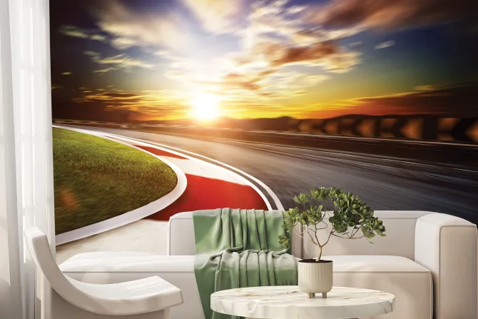 Fototapeta: Tor wyścigowy przy zachodzie słońca