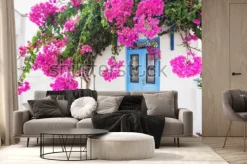 Fototapeta: Tradycyjny grecki dom z kwiatami na wyspie paros, grecja