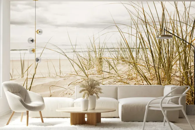 Fototapeta: Trawa na piaszczystej plaży morskiej