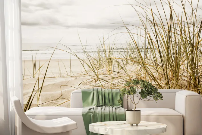 Fototapeta: Trawa na piaszczystej plaży morskiej