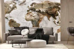 Fototapeta: Trójwymiarowa mapa świata ziemi z rzeźbą topograficzną