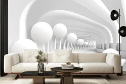Fototapeta: Trójwymiarowe kule w futurystycznym tunelu