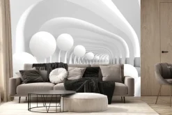 Fototapeta: Trójwymiarowe kule w futurystycznym tunelu