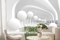 Fototapeta: Trójwymiarowe kule w futurystycznym tunelu