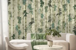 Fototapeta: Tropical plant bamboo art drawing on a textured background photo