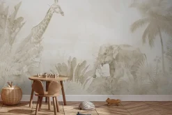 Fototapeta: Tropikalna dżungla ze zwierzętami w beżach