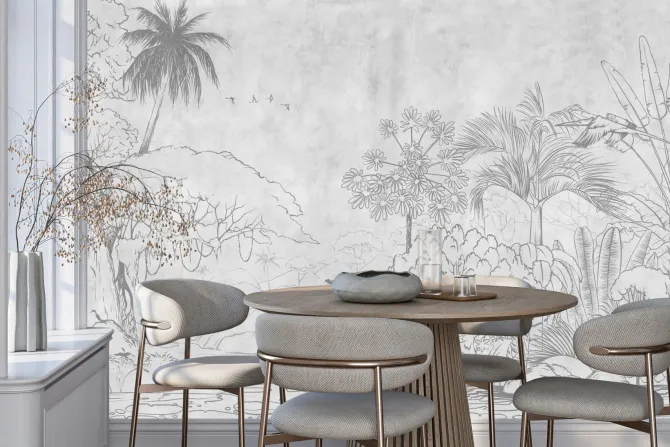 Fototapeta: Tropikalna dżungla w szarości