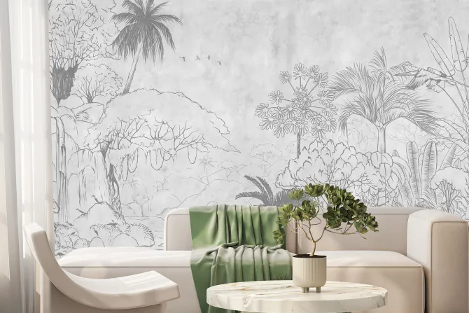 Fototapeta: Tropikalna dżungla w szarości