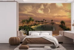 Fototapeta: Tropikalna pustynia z palmami i wodą