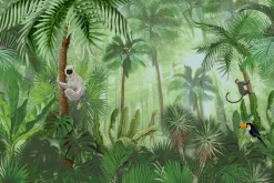 Fototapeta: Tropikalna zielona roślinność w dżungli ze zwierzątkami